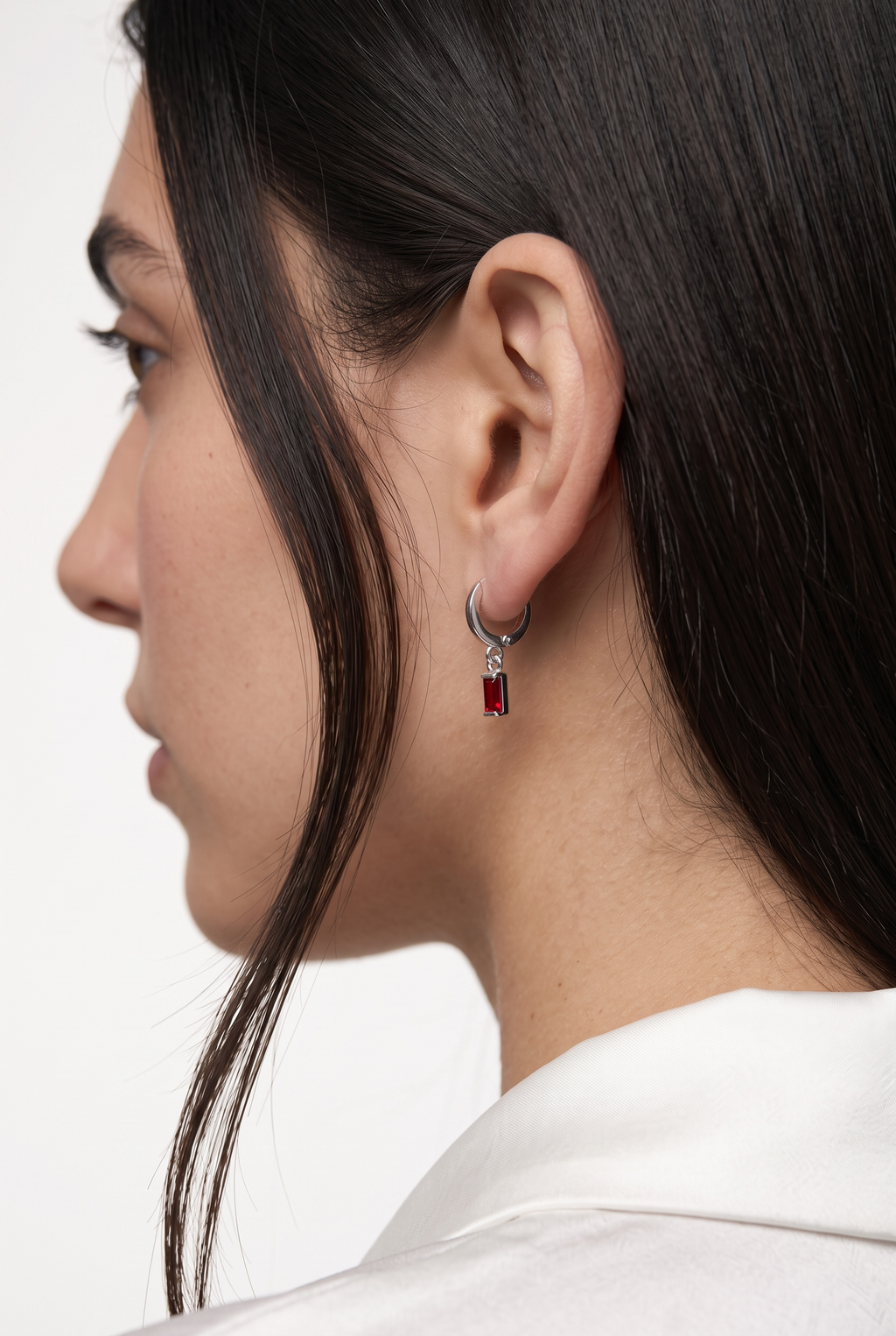 Silver Filled Baguette Birthstone Earrings