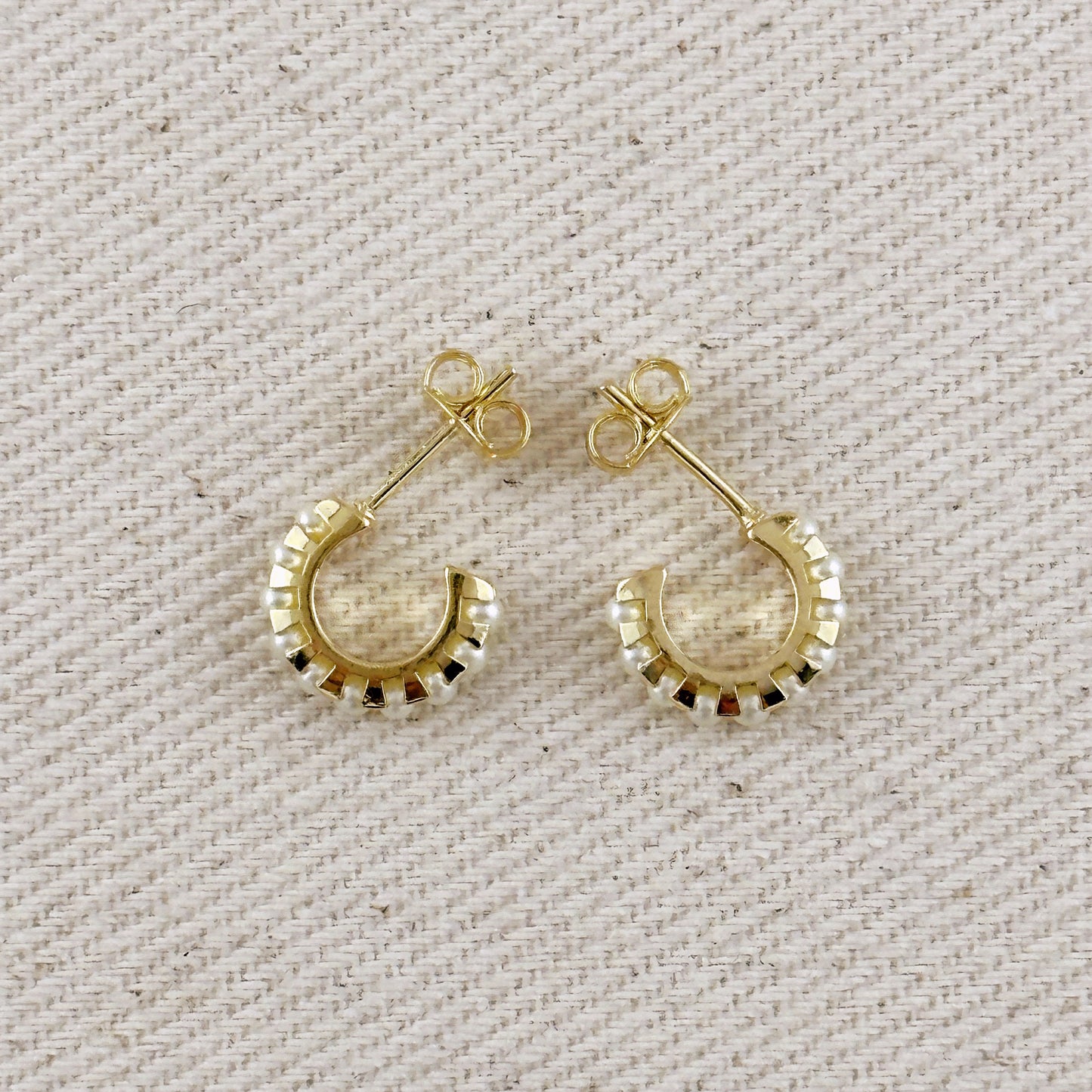 18k Gold Filled Petite Pearl C-Hoop Earrings