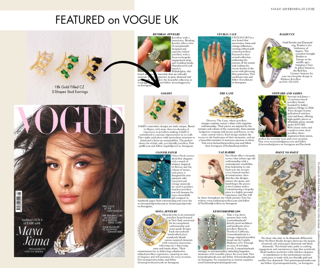 18k Gold Filled Clear Cubic Zirconia 3-Shapes Stud Earrings