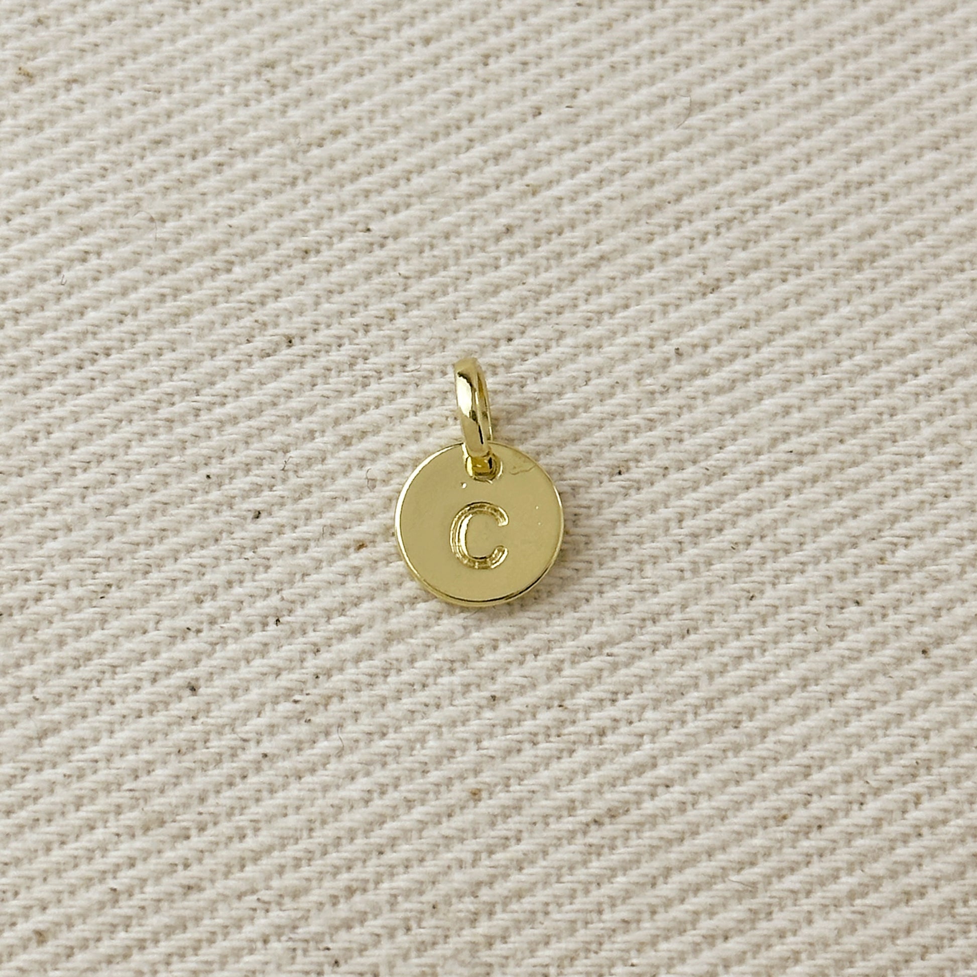 Stamped Tiny Initial Letter Charm in 18k Gold Filled Complete Alphabet