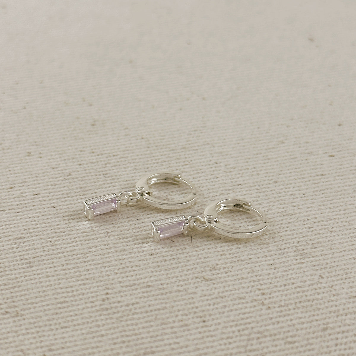 Silver Filled Baguette Birthstone Earrings
