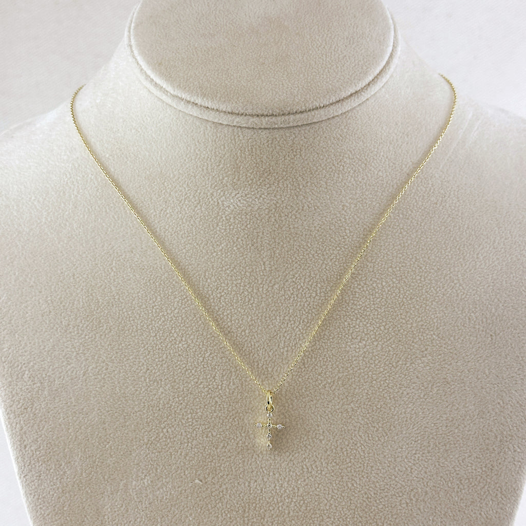 18k Gold Filled Bezel CZ Cross Necklace