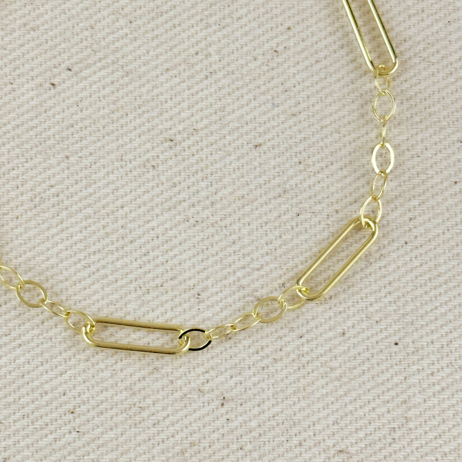 18K Gold Filled Paperclip & Links Chain Bracelet