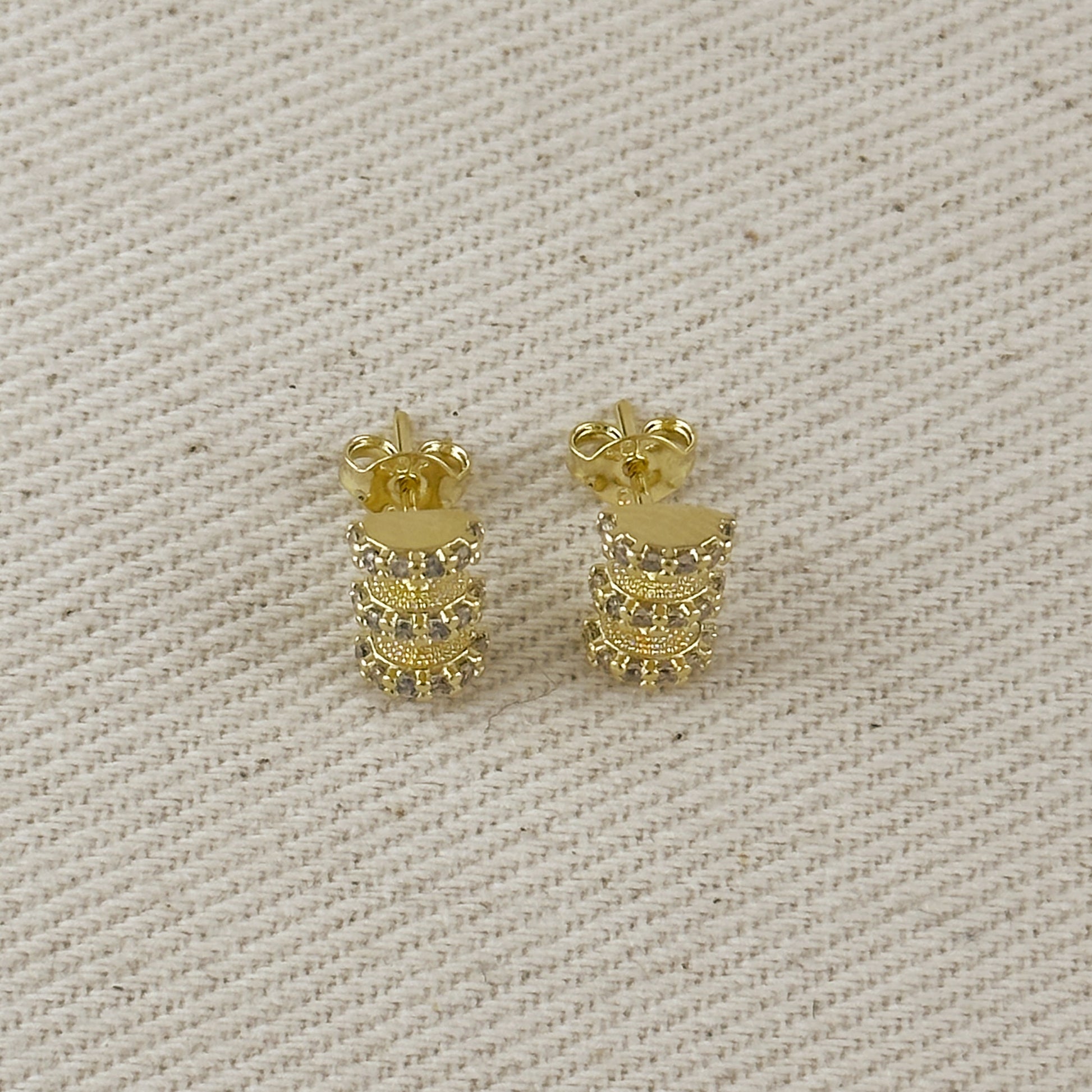 18k Gold Filled Triple Curve CZ Stud Earrings