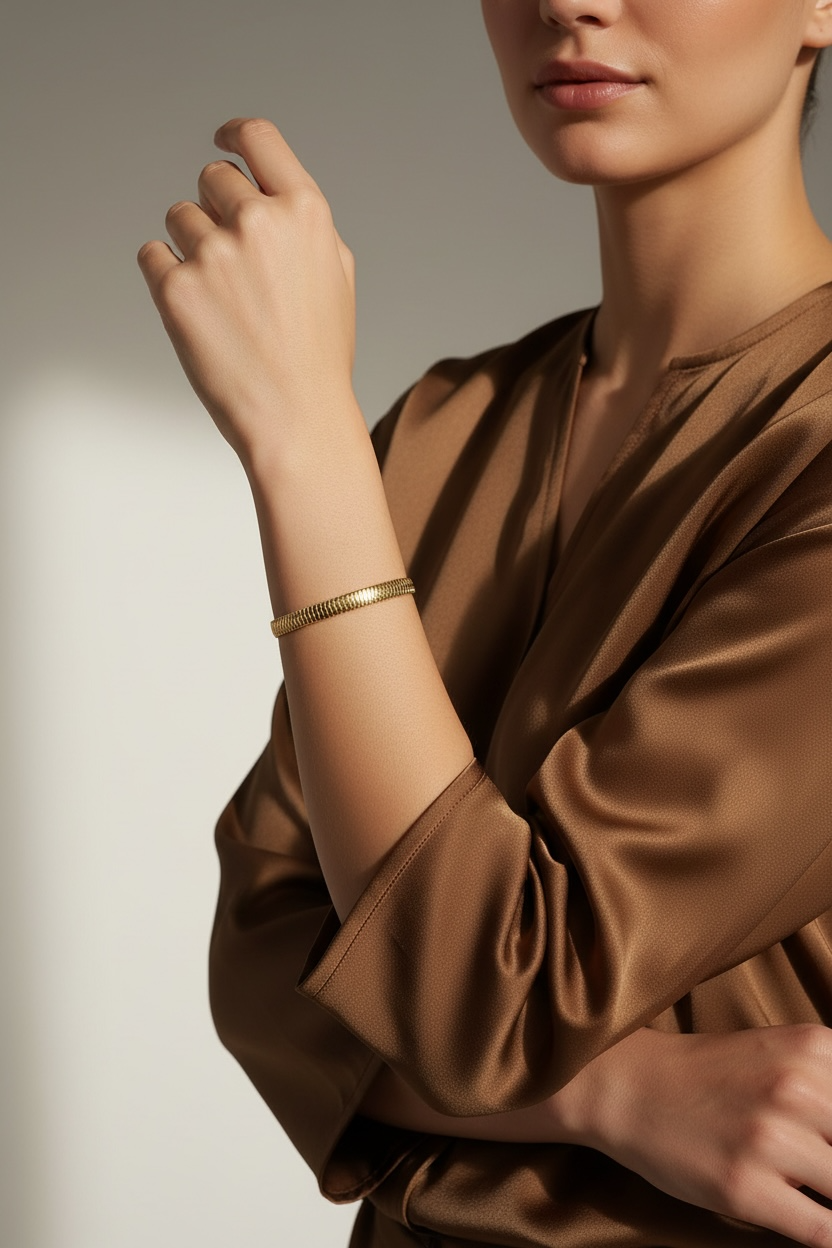 18K Gold Filled 6mm Square Snake Chain Bracelet