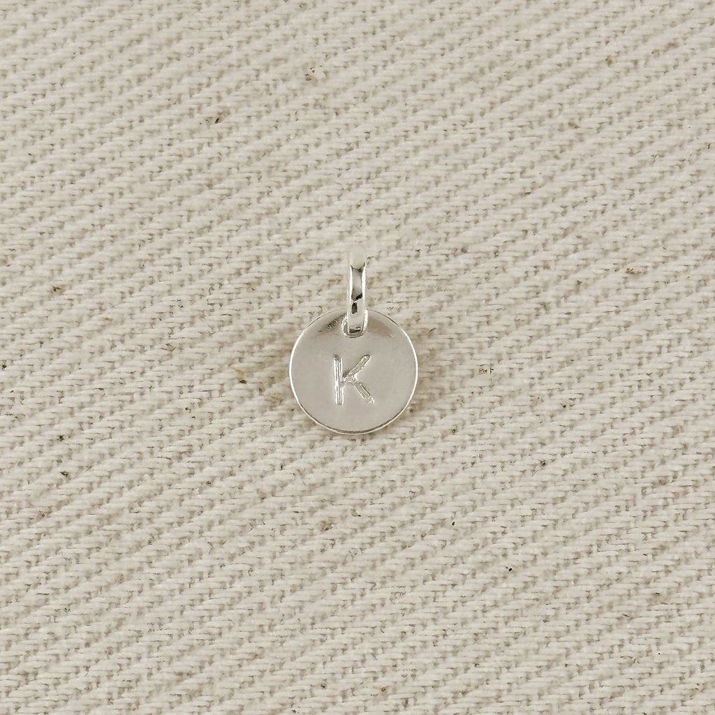 Silver Filled Stamped Tiny Initial Letter Charm