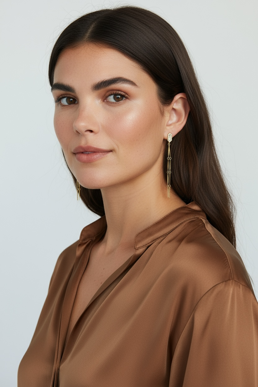 18k Gold Filled Double Straw Drop Earrings