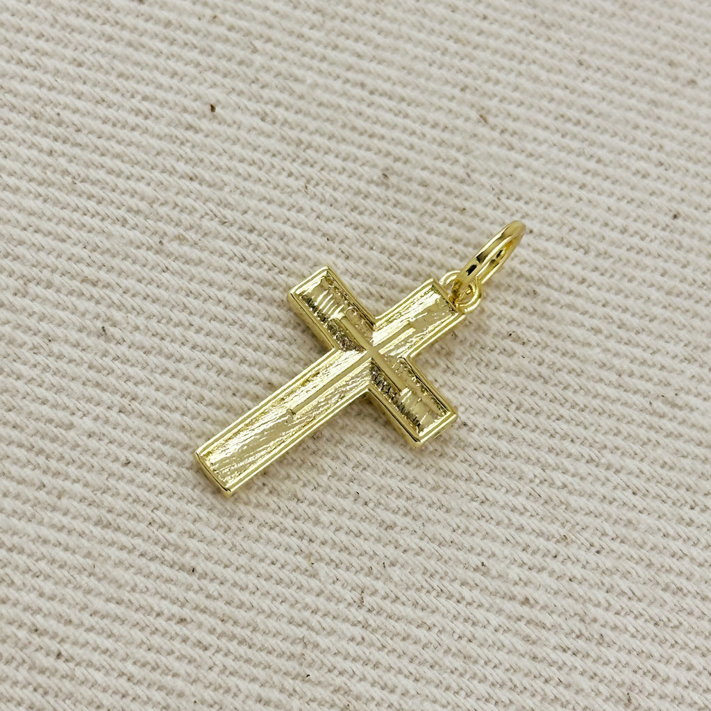 18k Gold Filled Textured Cross Charm