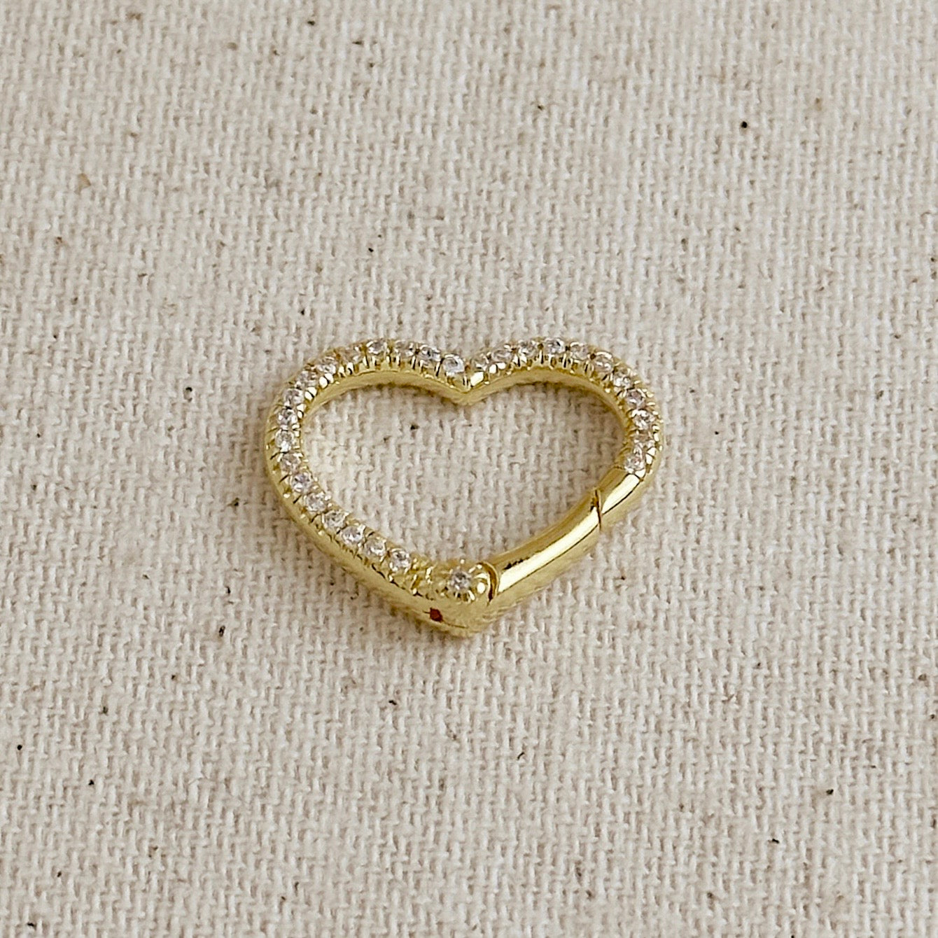 18k Gold Filled 19.5mm CZ Heart Carabiner Clasp