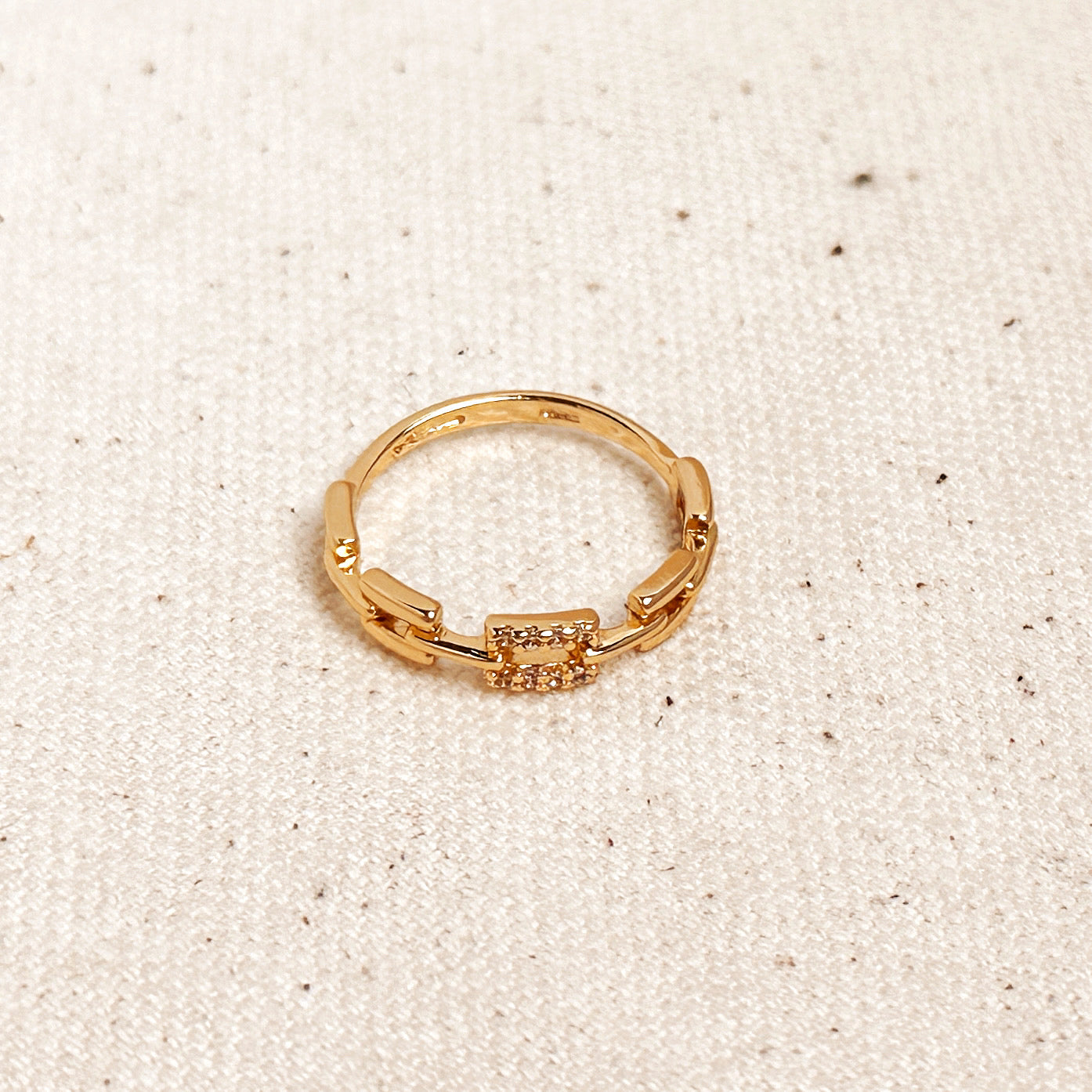 18k Gold Filled Chain Link CZ Ring