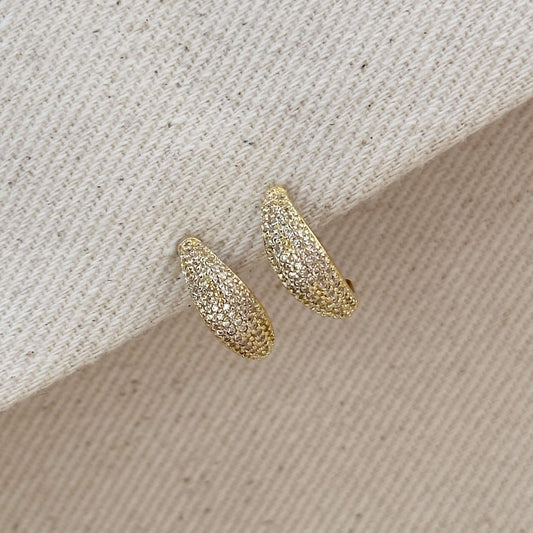 18k Gold Filled Micro CZ Curve Earrings