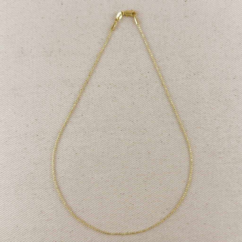 18k Gold Filled 1.0mm Ball Chain Diamond Cut Thin Delicate Chain
