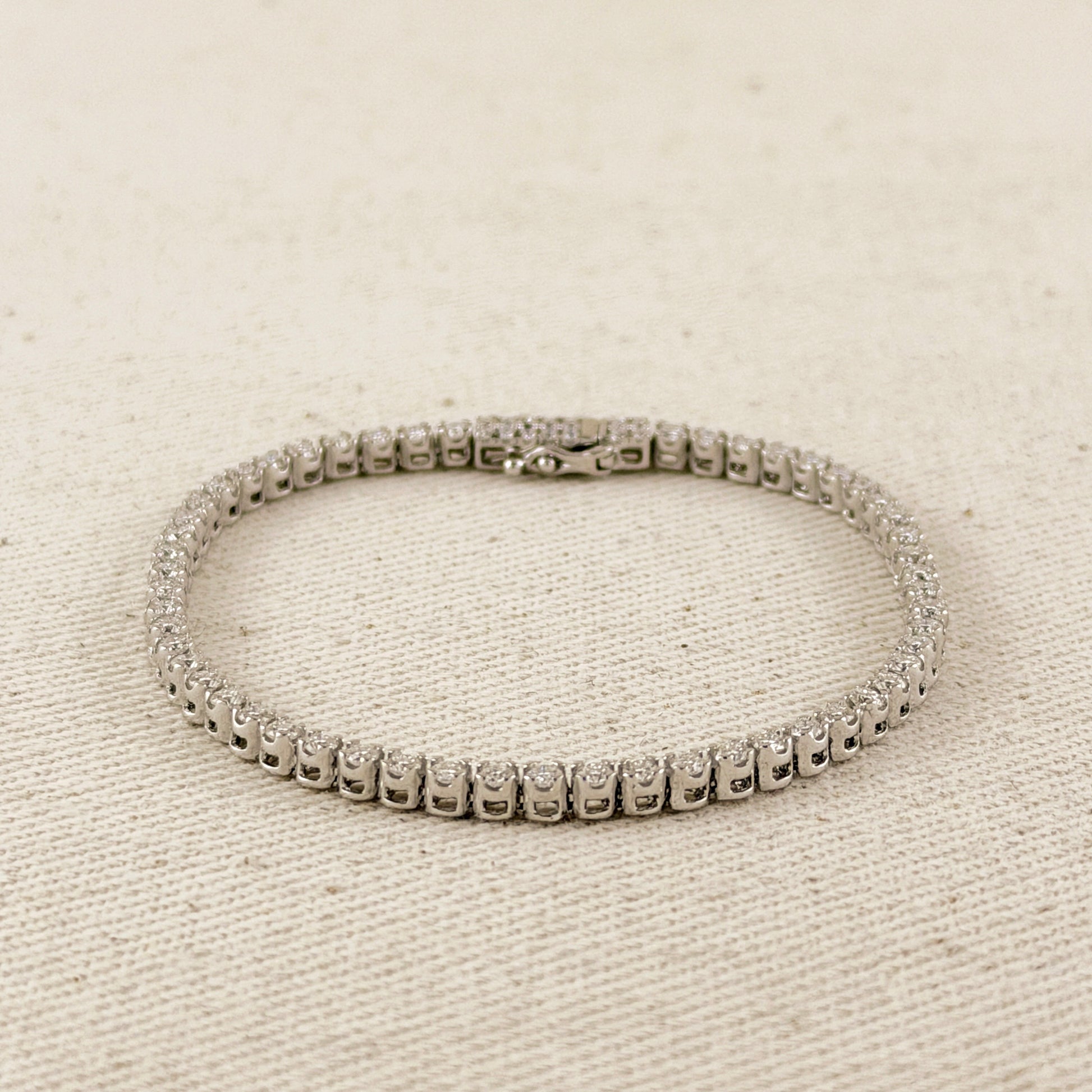 .925 Sterling Silver Rhodium Plated 2.25mm Moissanite Tennis Bracelet