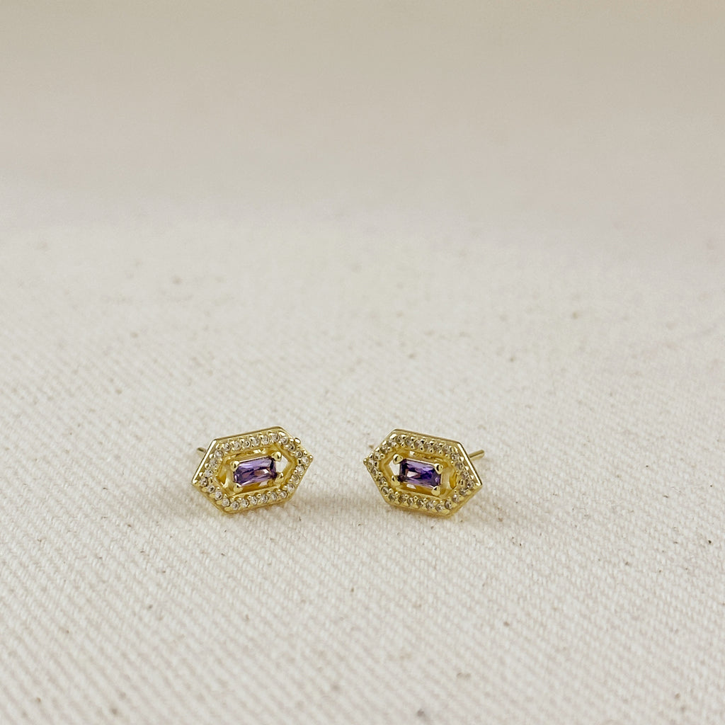 18k Gold Vermeil Fancy Birthstone Baguette Earrings