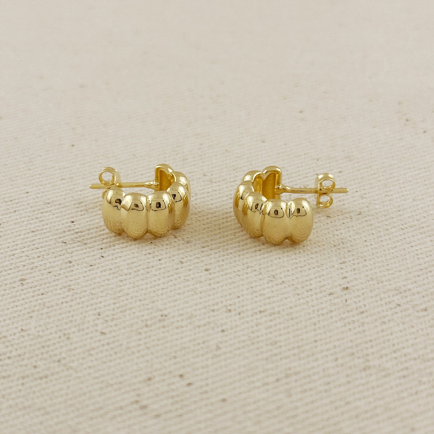 18k Gold Filled Scalloped C-Hoop Earrings