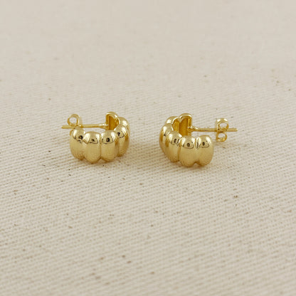 18k Gold Filled Scalloped C-Hoop Earrings