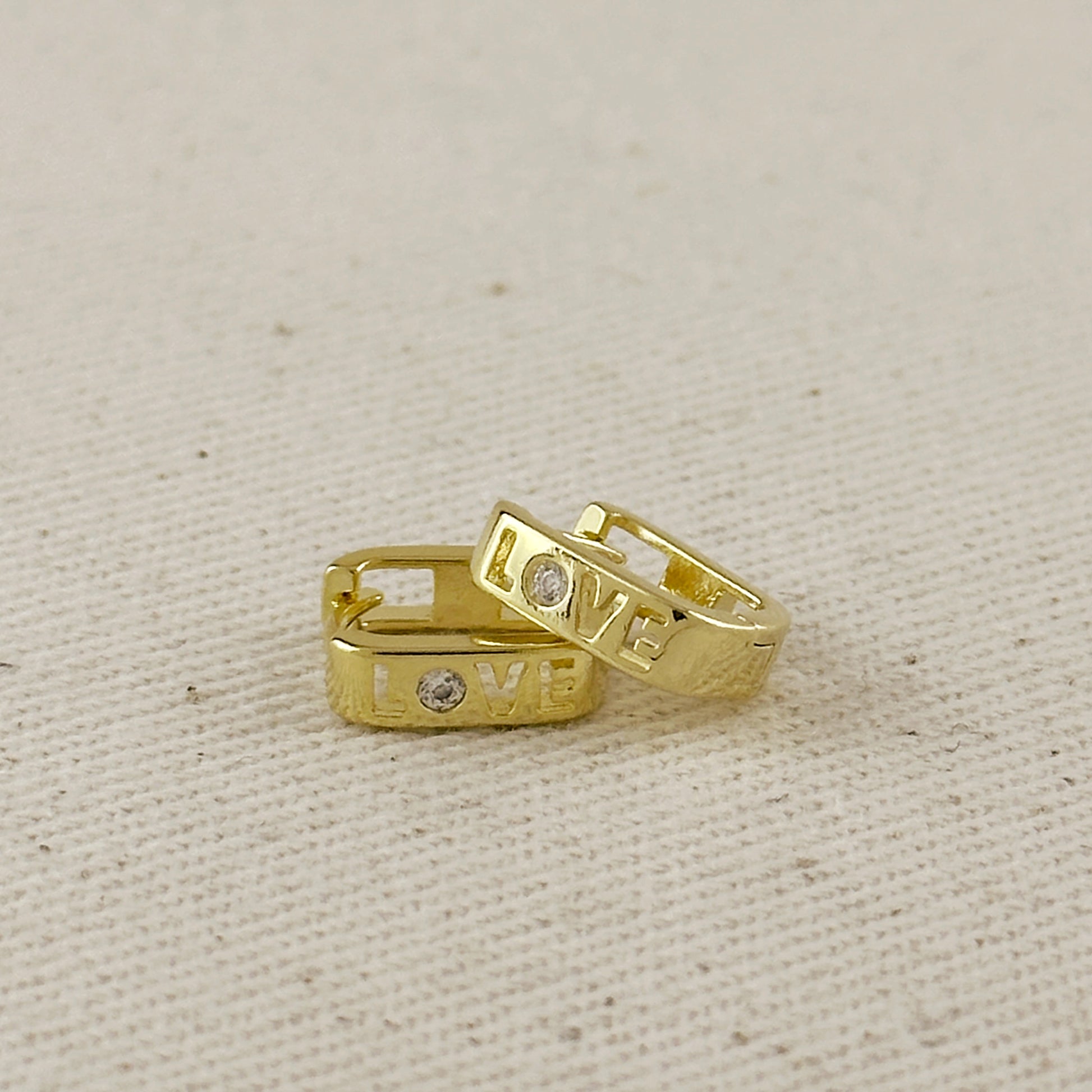 18k Gold Filled Love CZ Hoop Earrings