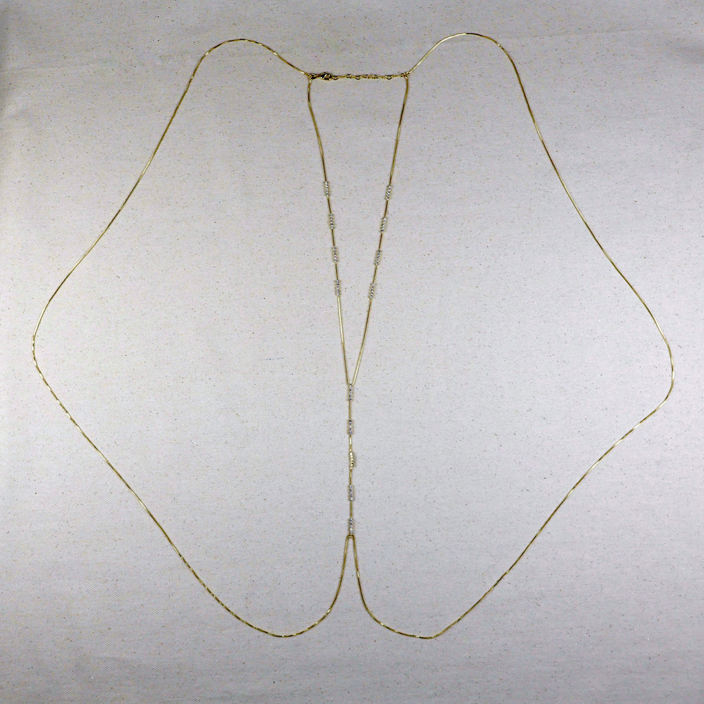 18k Gold Filled Body Chain With CZ Stones