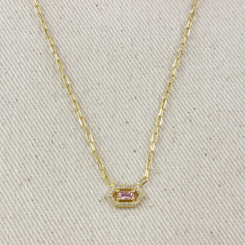 18k Gold Vermeil Fancy Birthstone Baguette Necklace