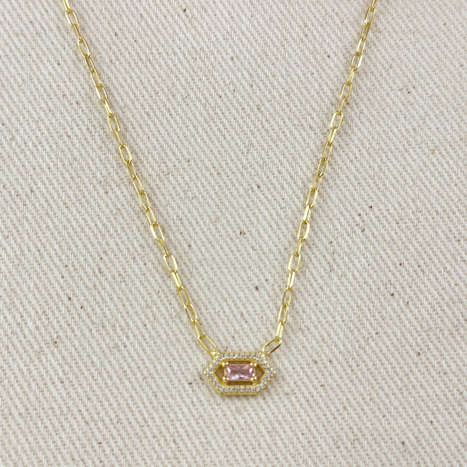 18k Gold Vermeil Fancy Birthstone Baguette Necklace