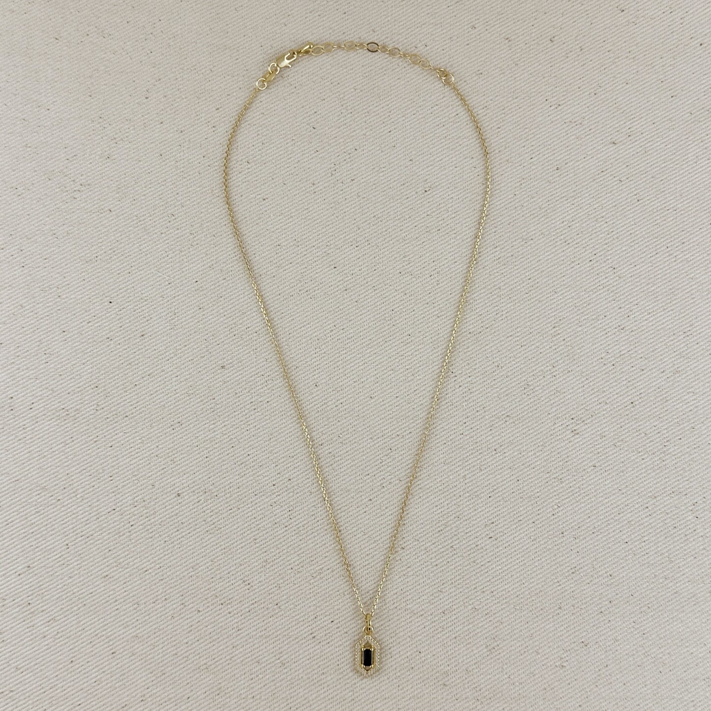 18k Gold Filled Fancy Baguette Pendant Necklace