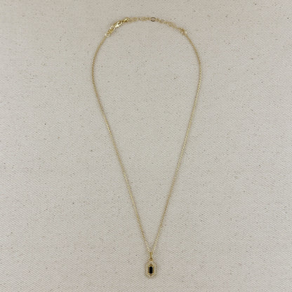 18k Gold Filled Fancy Baguette Pendant Necklace