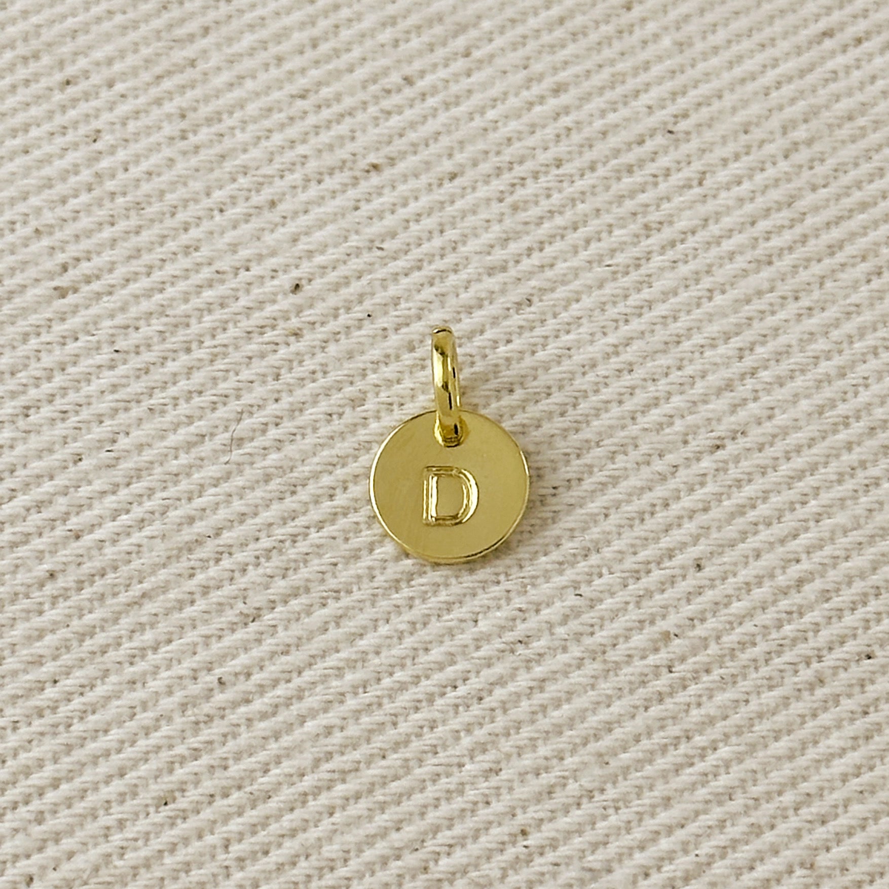 Stamped Tiny Initial Letter Charm in 18k Gold Filled Complete Alphabet