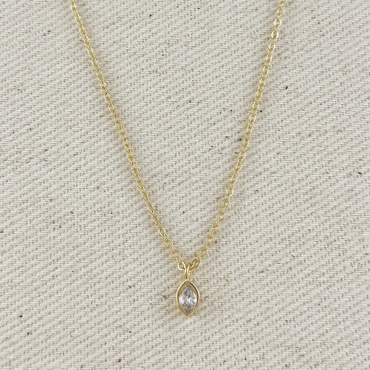 18k Gold Filled Elipse Solitaire Necklace