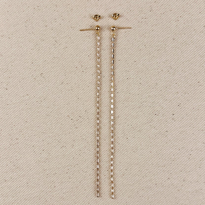 18k Gold Filled Baguette Chain Drop Earrings