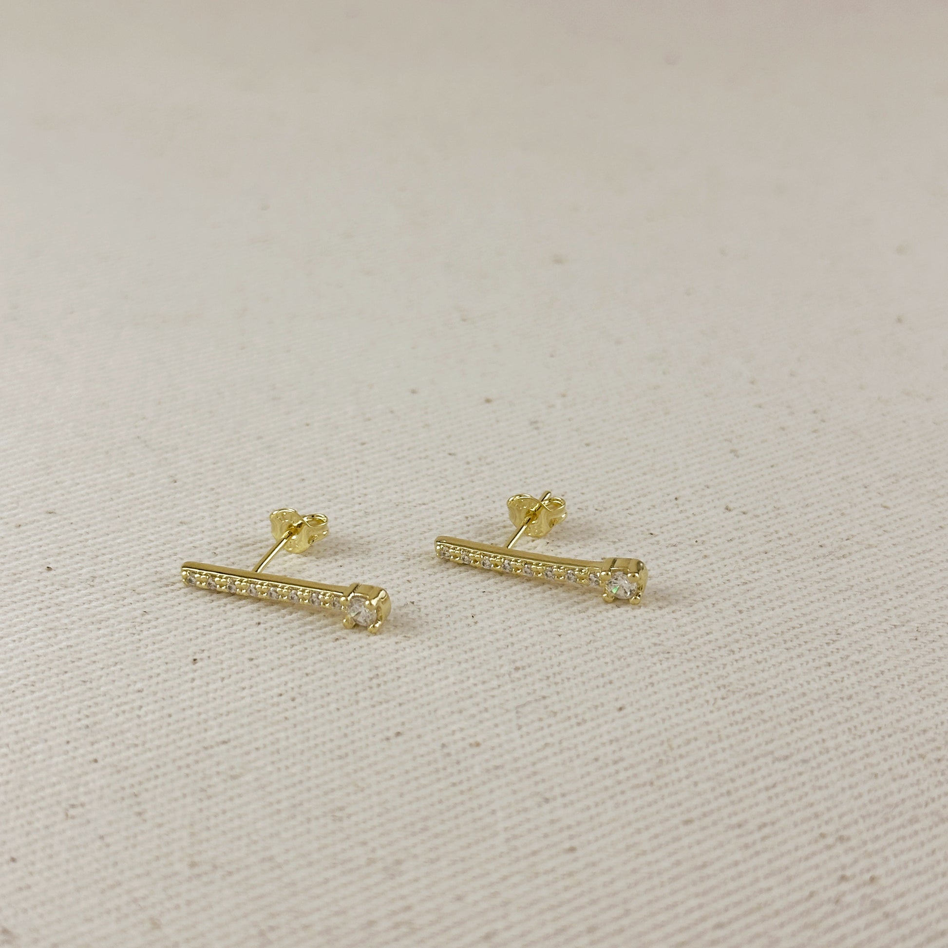 18k Gold Filled Vertical CZ Bar Earrings