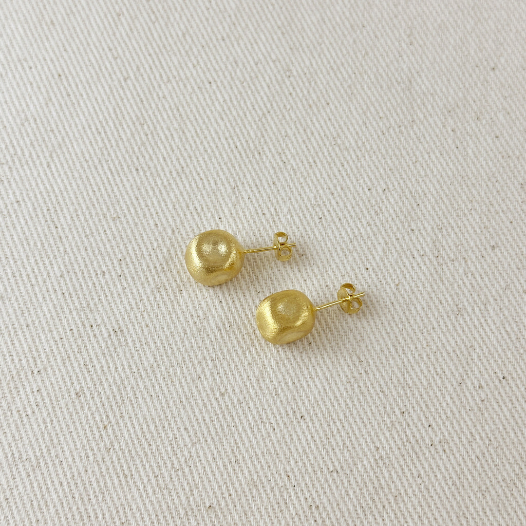 Dented Textured Ball Stud Earrings