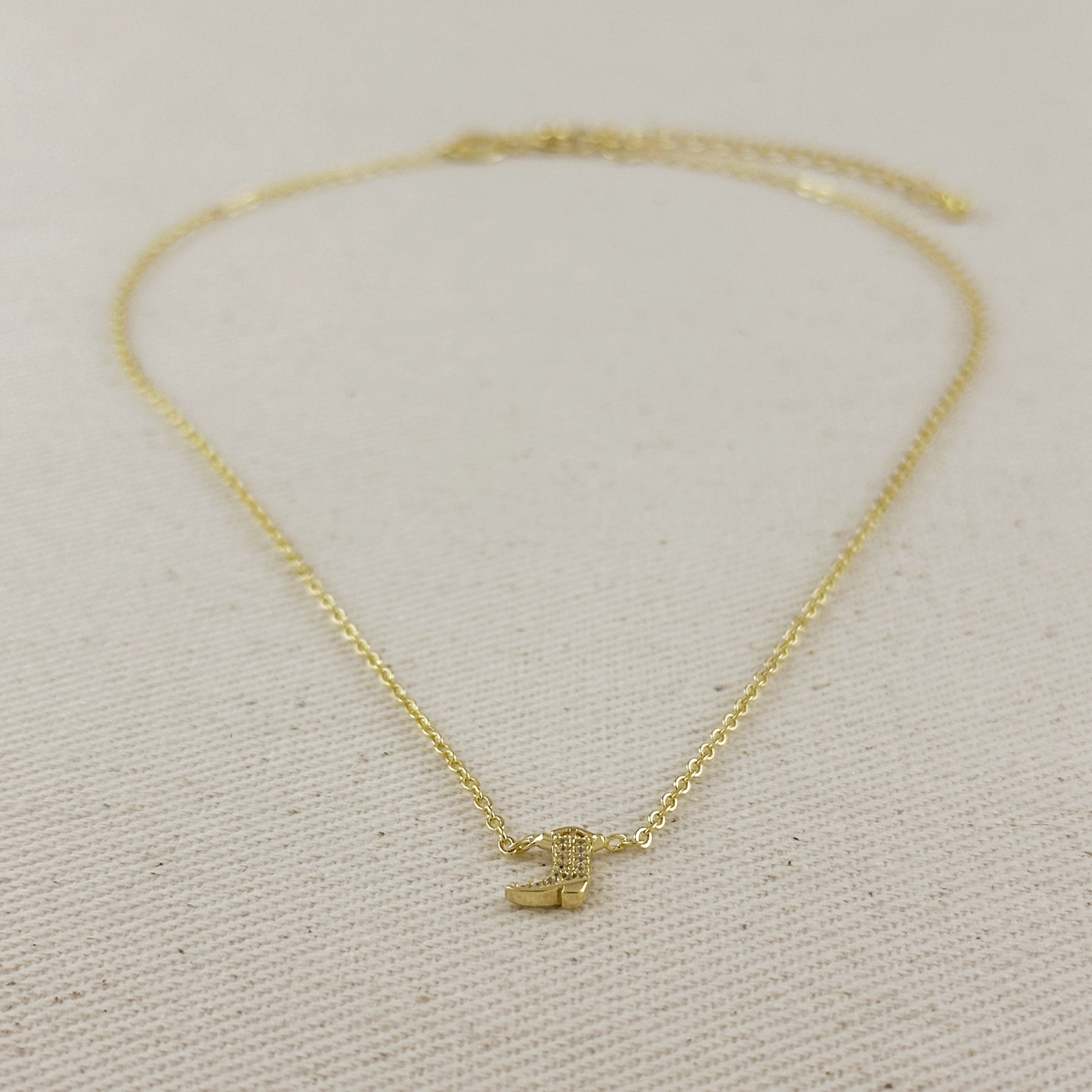 18k Gold Filled Mini Cowgirl Boot Necklace