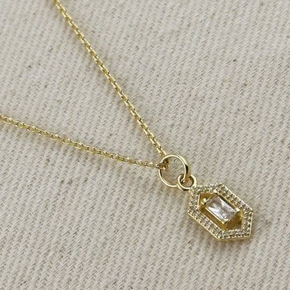 18k Gold Filled Fancy Baguette Pendant Necklace