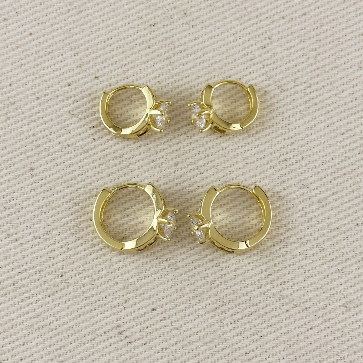 18k Gold Filled CZ Huggie Earrings