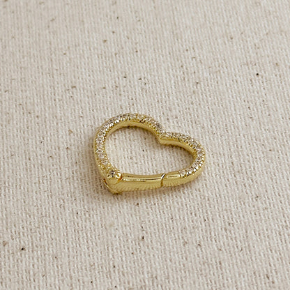 18k Gold Filled 19.5mm CZ Heart Carabiner Clasp