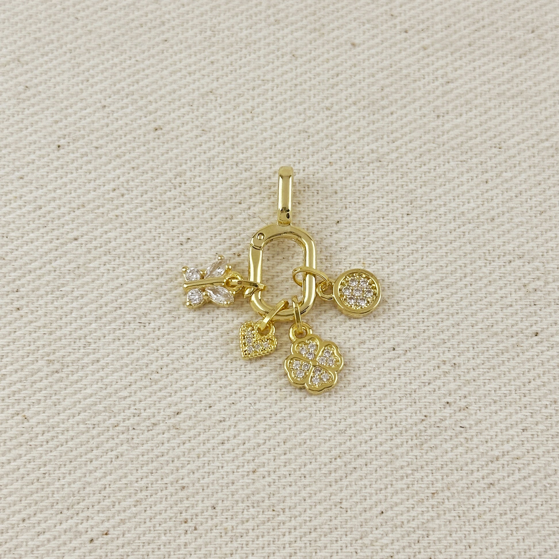18k Gold Filled CZ Pave Disc Charm