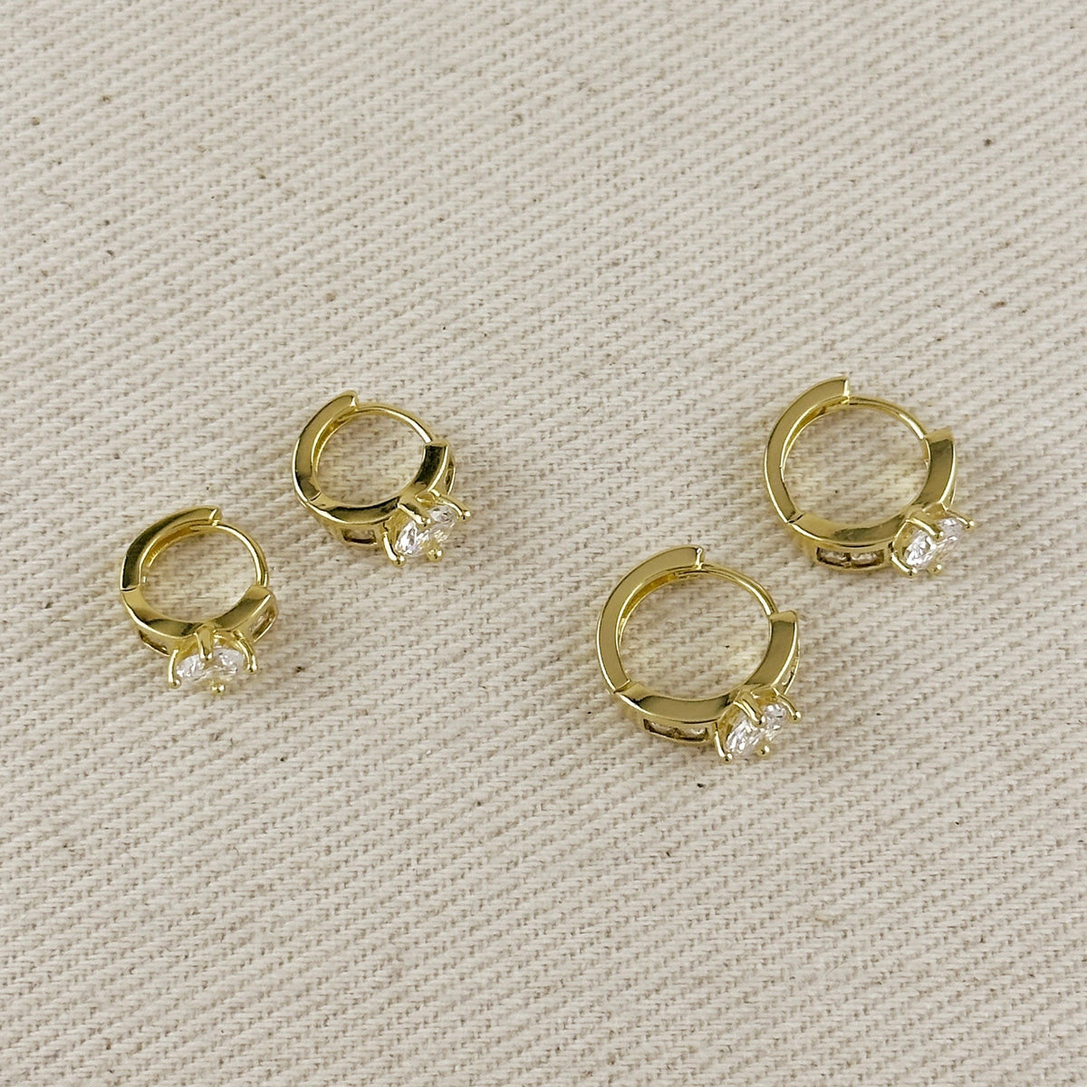 18k Gold Filled CZ Huggie Earrings