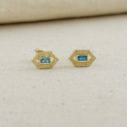 18k Gold Filled Fancy Birthstone Baguette Earrings