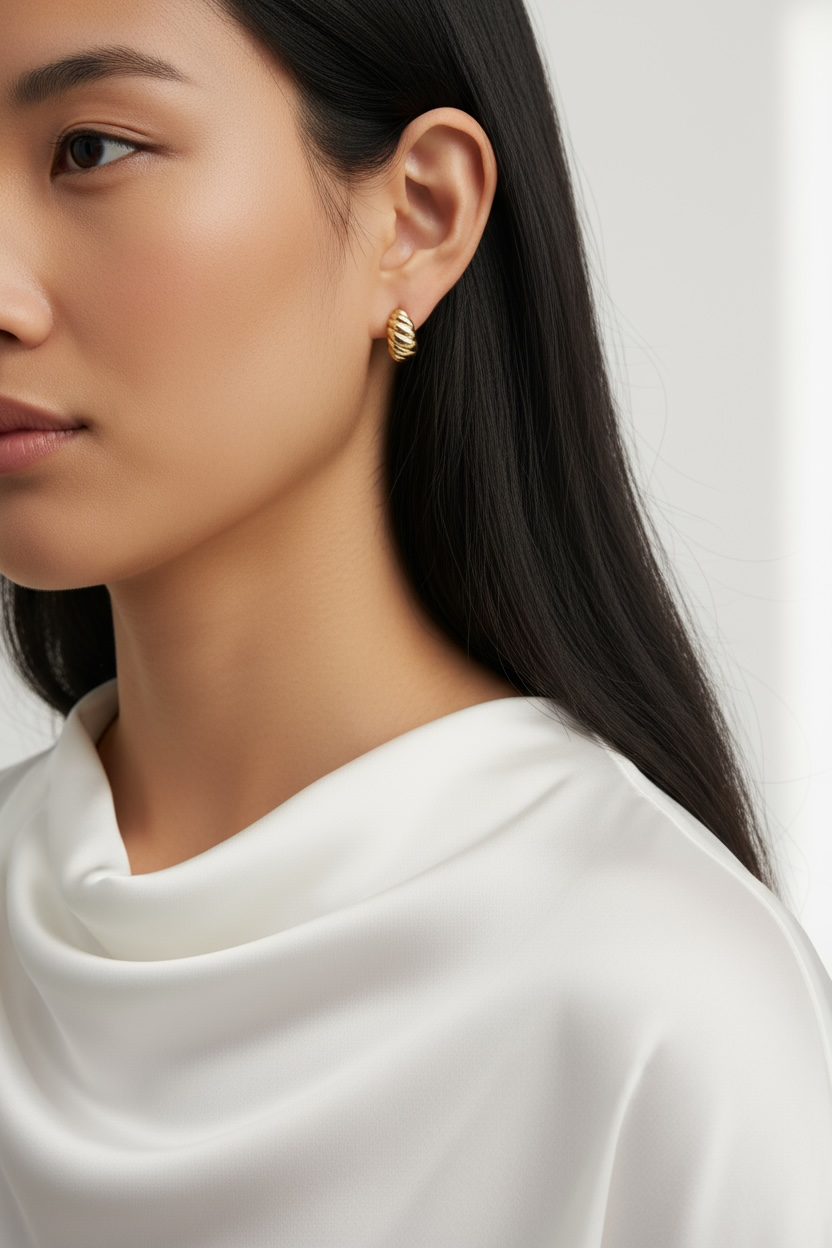 18k Gold Filled Croissant Stud Earrings