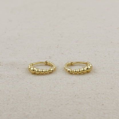 18k Gold Filled 15mm Gradient Beaded Clicker Hoop Earrings