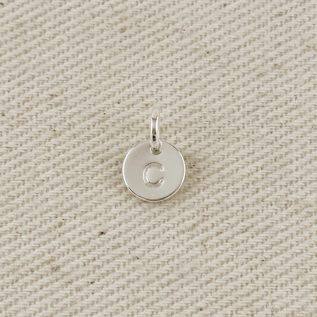 Silver Filled Stamped Tiny Initial Letter Charm