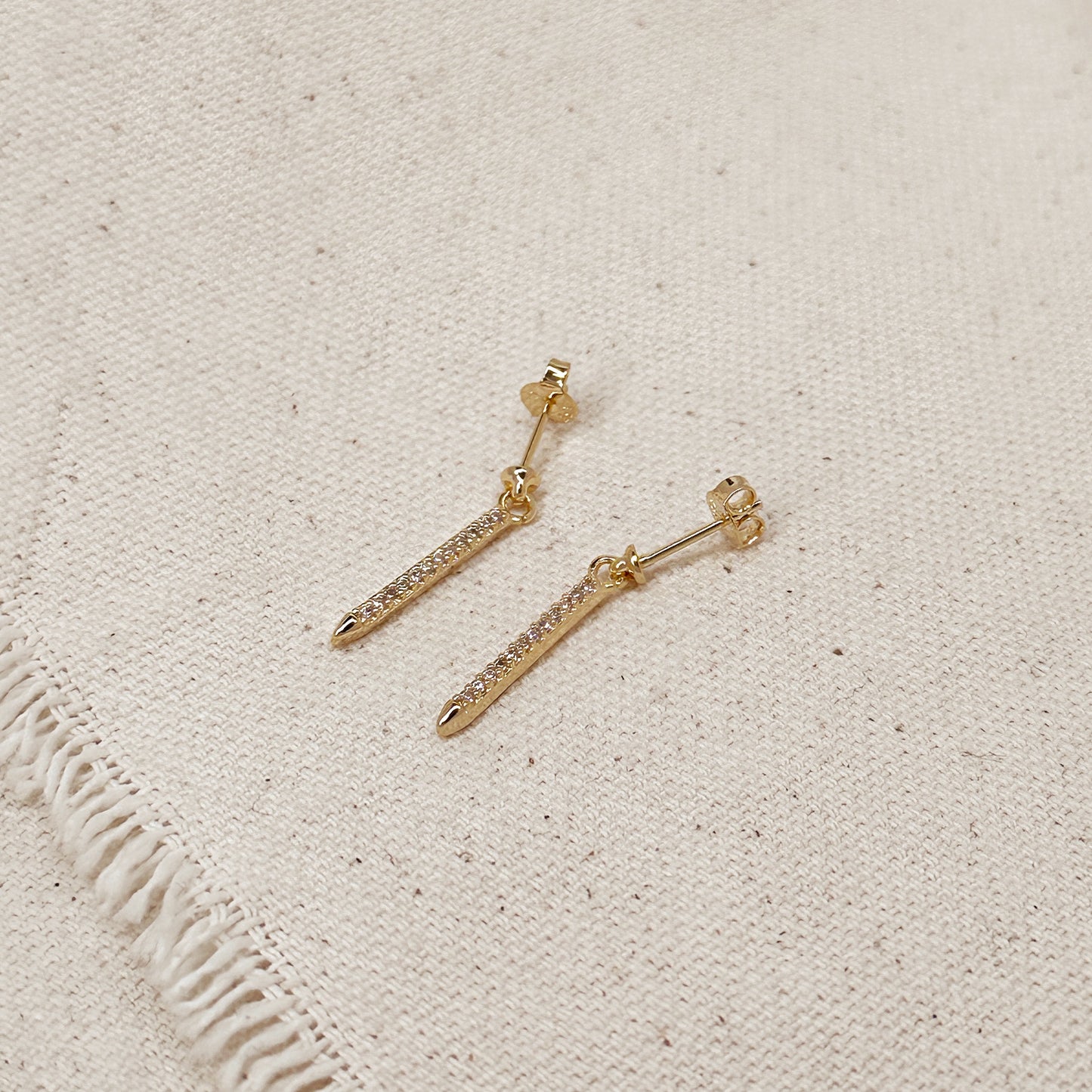 18k Gold Filled CZ Spear Drop Earrings