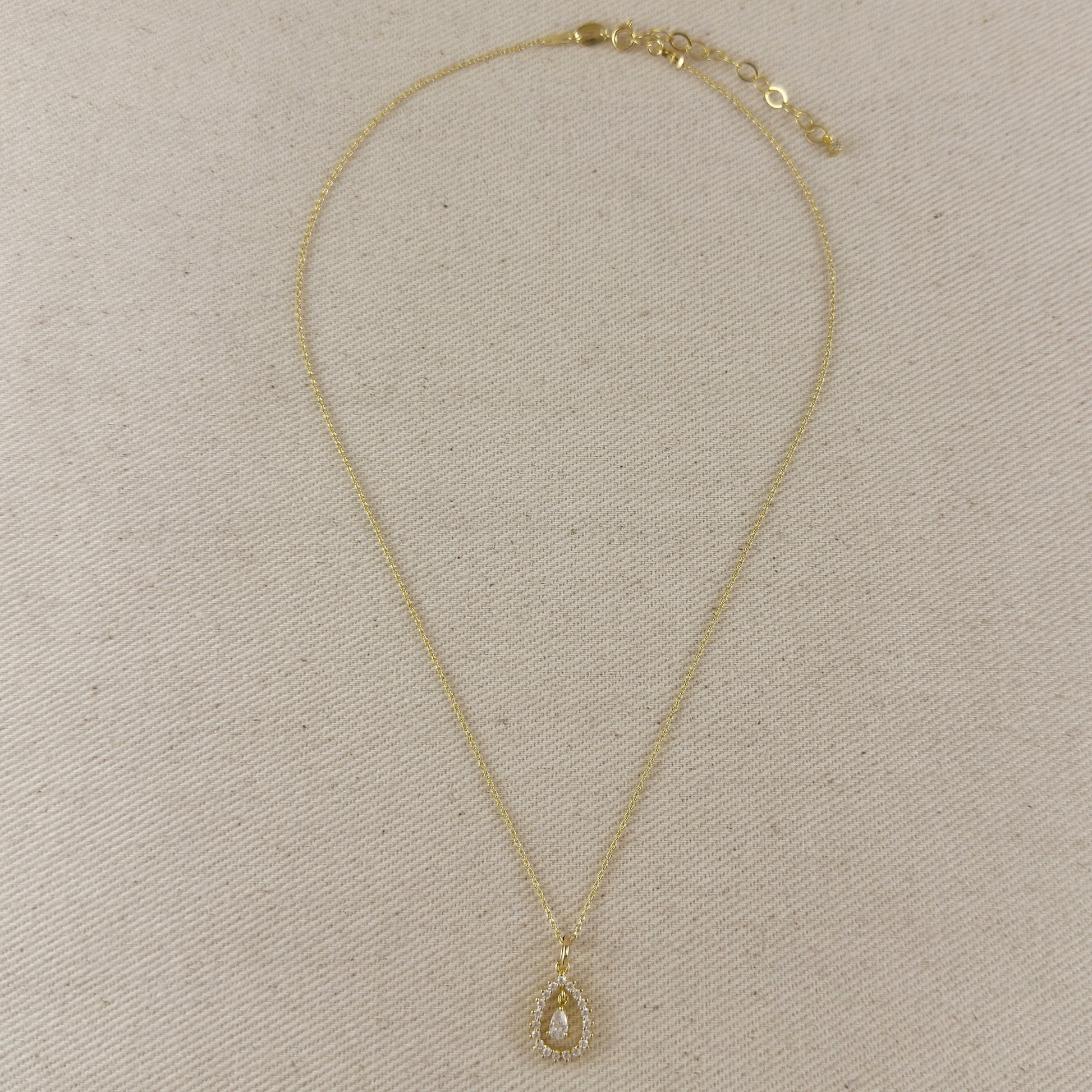 18k Gold Filled Floating CZ Drop Necklace