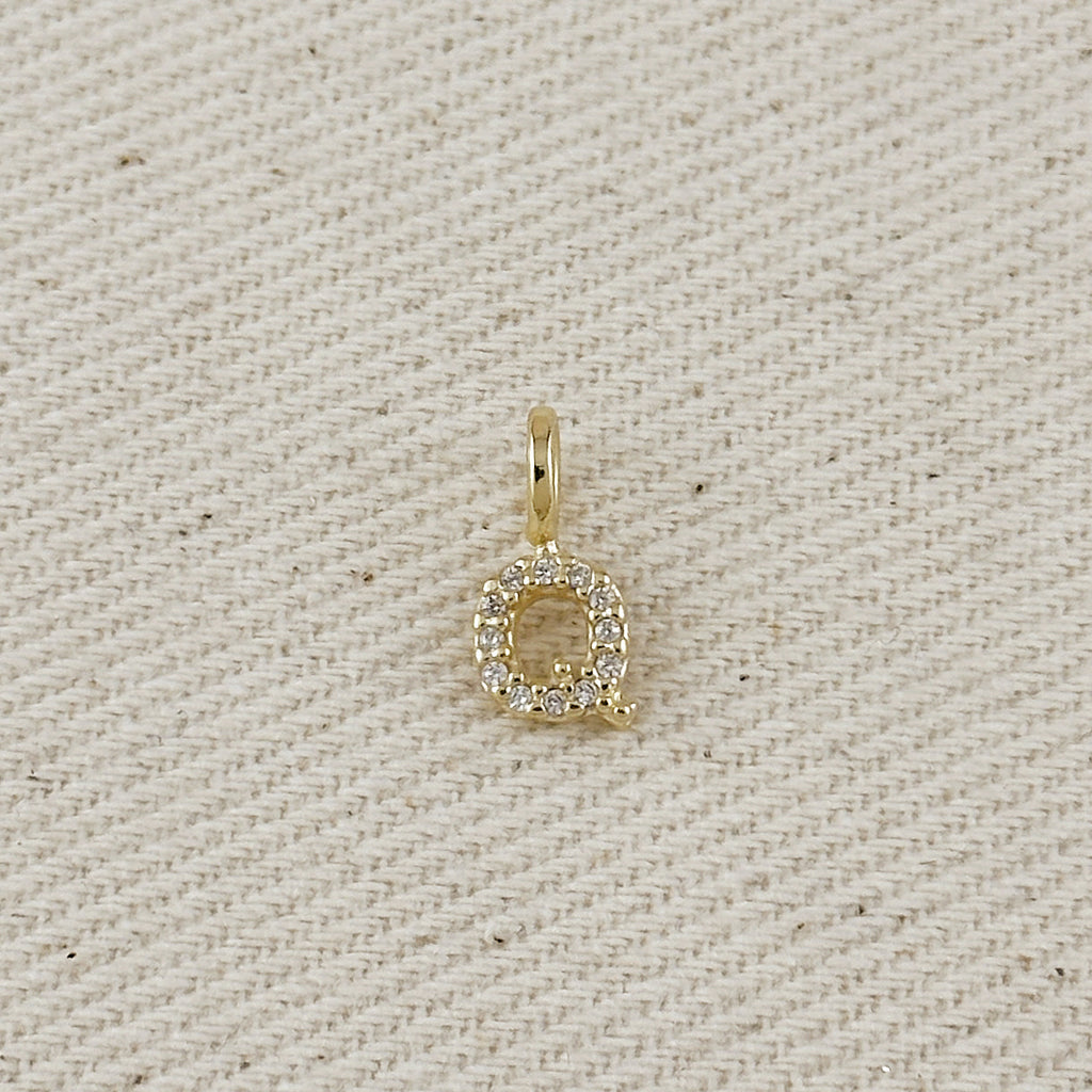 18k Gold filled  Micro CZ Initial Letter Charm