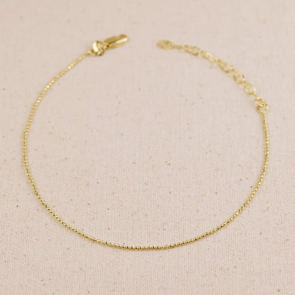 18k Gold Filled 1mm Diamond Cut Ball Chain Anklet