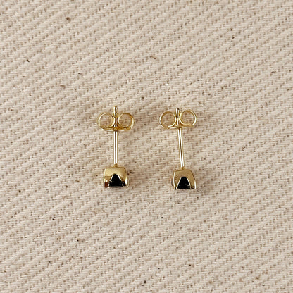 18k Gold Filled Prong 4mm Colored Cubic Zirconia Stud Earrings