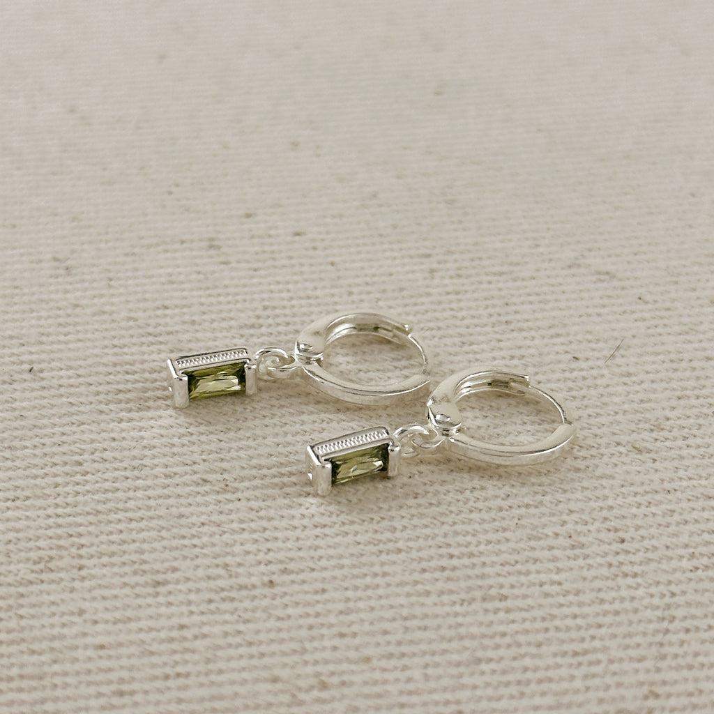 Silver Filled Baguette Birthstone Earrings