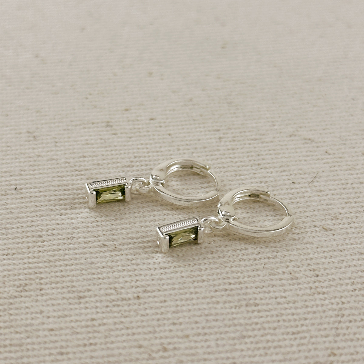 Silver Filled Baguette Birthstone Earrings