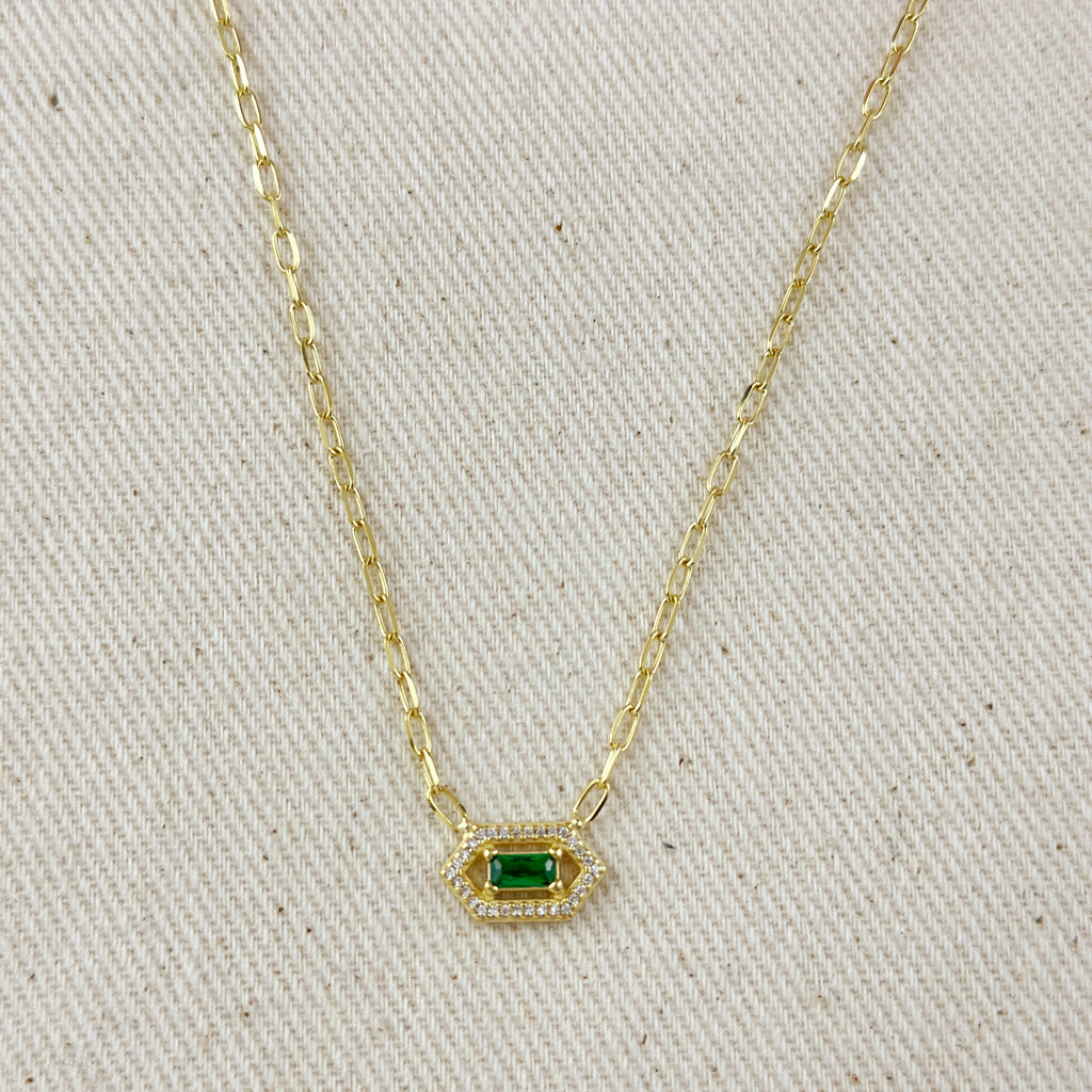 18k Gold Vermeil Fancy Birthstone Baguette Necklace