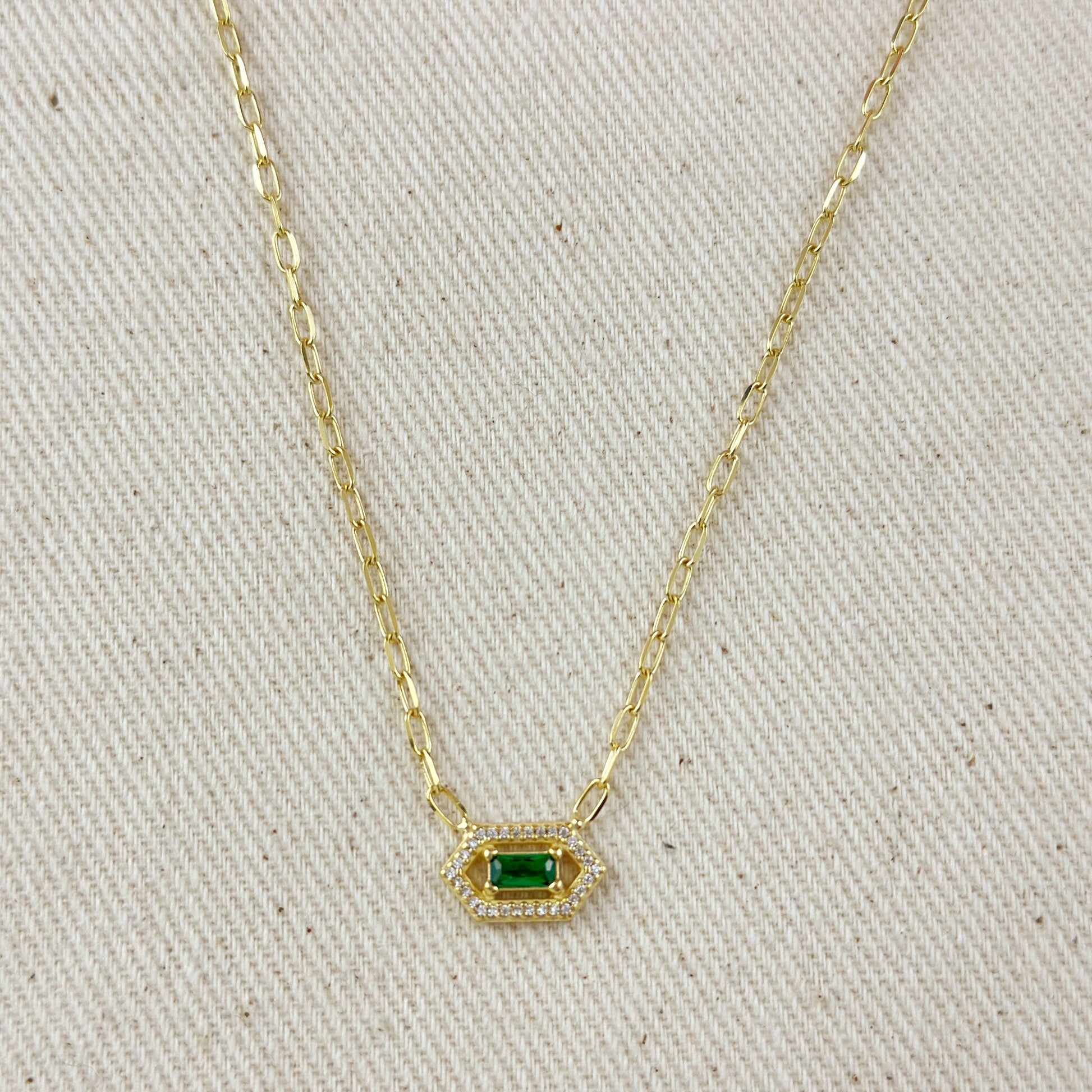 18k Gold Vermeil Fancy Birthstone Baguette Necklace